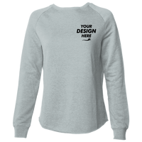 Independent Trading Co. Women's California Wave Wash Crewneck Sweatshirt, Sage, Front view, Mockup