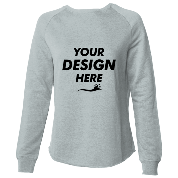 Independent Trading Co. Women's California Wave Wash Crewneck Sweatshirt, Sage, Front view, Mockup