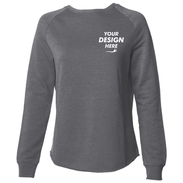 Independent Trading Co. Women's California Wave Wash Crewneck Sweatshirt, Shadow, Front view, Mockup