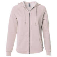 Independent Trading Co. Women's California Wave Wash Full-Zip Hooded Sweatshirt, Blush, Front view