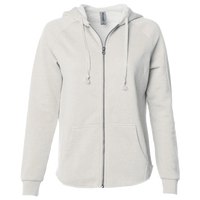 Independent Trading Co. Women's California Wave Wash Full-Zip Hooded Sweatshirt, Bone, Front view