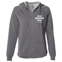 Independent Trading Co. Women's California Wave Wash Full-Zip Hooded Sweatshirt, Shadow, Front view, Mockup