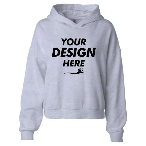 Independent Trading Co. Women's California Wave Wash Sunday Hooded Sweatshirt, Ash Heather, Front view, Mockup