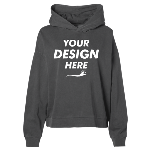Independent Trading Co. Women's California Wave Wash Sunday Hooded Sweatshirt, Pigment Black, Front view, Mockup