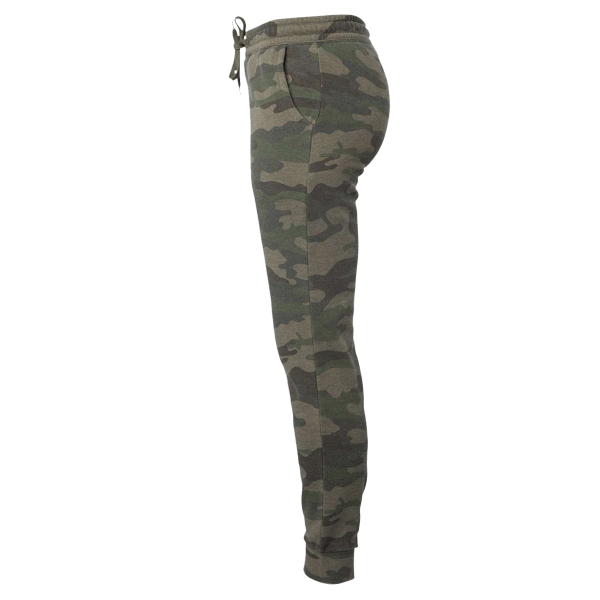 Independent Trading Co. Women's California Wave Wash Sweatpants, Forest Camo Heather, Left Side view
