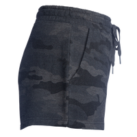 Independent Trading Co. Women’s Lightweight California Wave Wash Fleece Shorts, Black Camo Heather, Right Side view