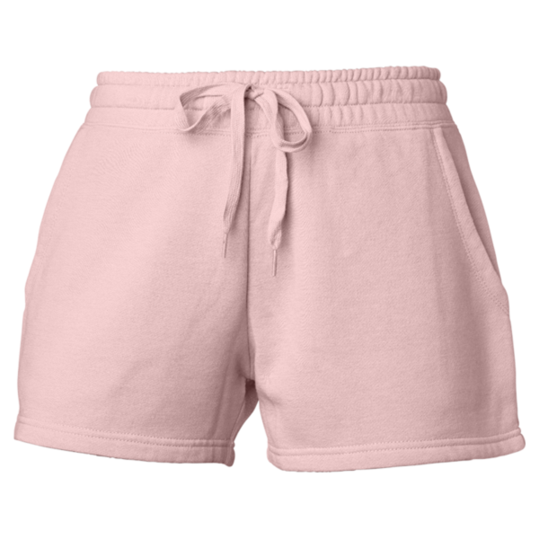 Independent Trading Co. Women’s Lightweight California Wave Wash Fleece Shorts, Blush, Front view