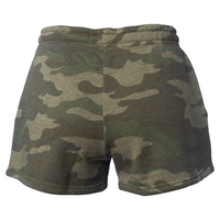 Independent Trading Co. Women’s Lightweight California Wave Wash Fleece Shorts, Forest Camo Heather, Back view