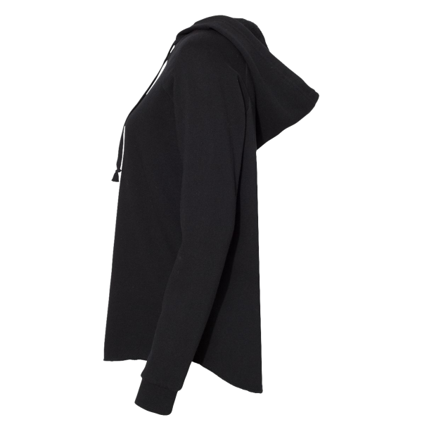 Independent Trading Co. Women’s Lightweight California Wave Wash Hooded Sweatshirt, Black, Left Sleeve view