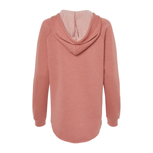 Independent Trading Co. Women’s Lightweight California Wave Wash Hooded Sweatshirt, Dusty Rose, Back view