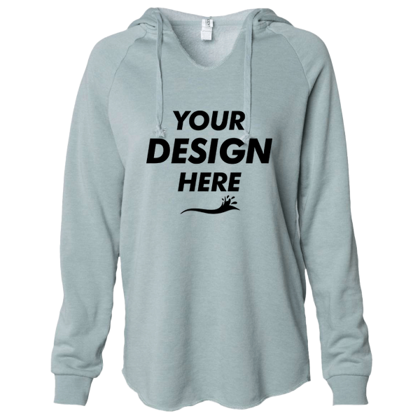Independent Trading Co. Women’s Lightweight California Wave Wash Hooded Sweatshirt, Sage, Front view, Mockup