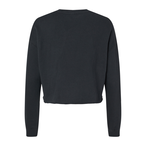 Independent Trading Co. Women's Lightweight Crop Crewneck Sweatshirt, Black, Back view