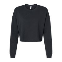 Independent Trading Co. Women's Lightweight Crop Crewneck Sweatshirt, Black, Front view