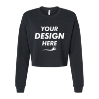 Independent Trading Co. Women's Lightweight Crop Crewneck Sweatshirt, Black, Front view, Mockup