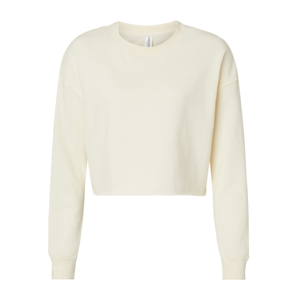 Independent Trading Co. Women's Lightweight Crop Crewneck Sweatshirt, Bone, Front view