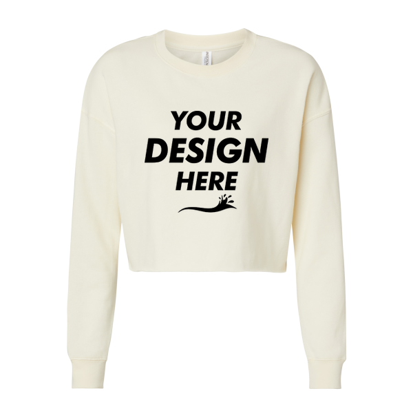 Independent Trading Co. Women's Lightweight Crop Crewneck Sweatshirt, Bone, Front view, Mockup