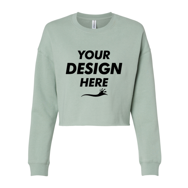 Independent Trading Co. Women's Lightweight Crop Crewneck Sweatshirt, Sage, Front view, Mockup