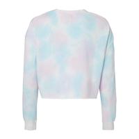 Independent Trading Co. Women's Lightweight Crop Crewneck Sweatshirt, Tie Dye Cotton Candy, Back view