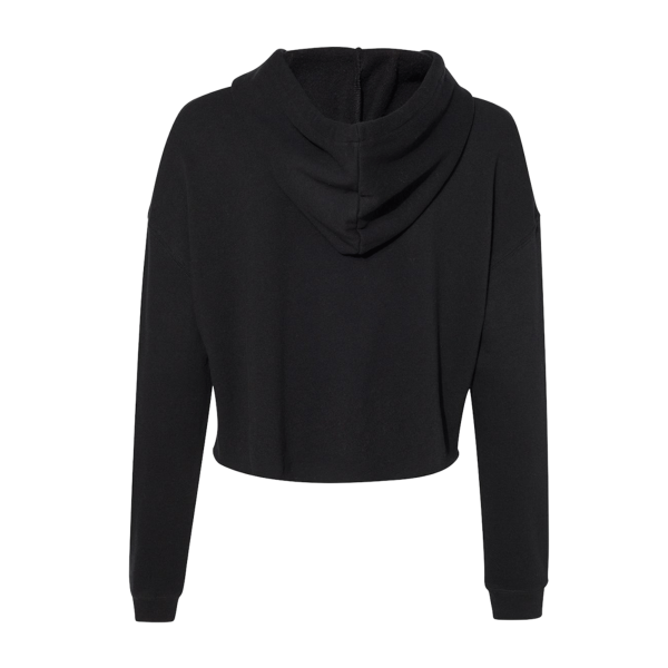 Independent Trading Co. Women’s Lightweight Crop Hooded Sweatshirt, Black, Back view
