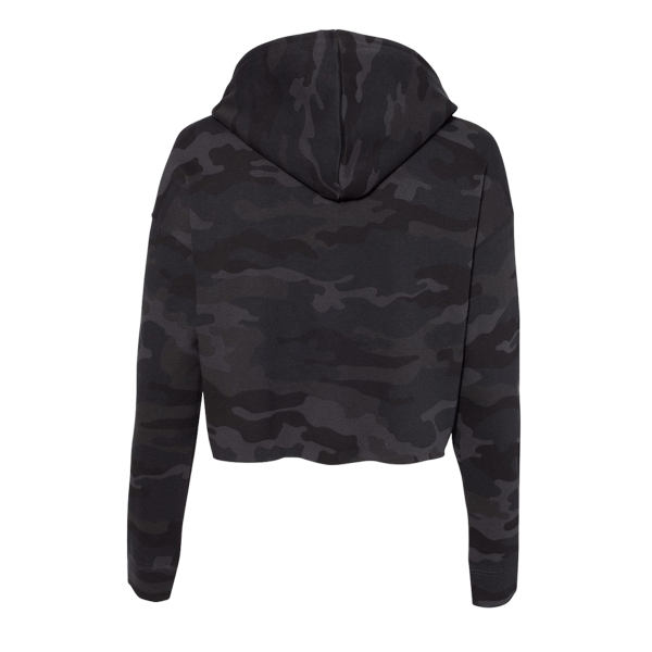 Independent Trading Co. Women’s Lightweight Crop Hooded Sweatshirt, Black Camo, Back view