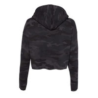 Independent Trading Co. Women’s Lightweight Crop Hooded Sweatshirt, Black Camo, Back view