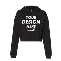 Independent Trading Co. Women’s Lightweight Crop Hooded Sweatshirt, Black, Front view, Mockup