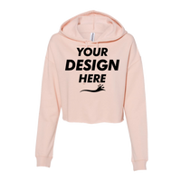 Independent Trading Co. Women’s Lightweight Crop Hooded Sweatshirt, Blush, Front view, Mockup