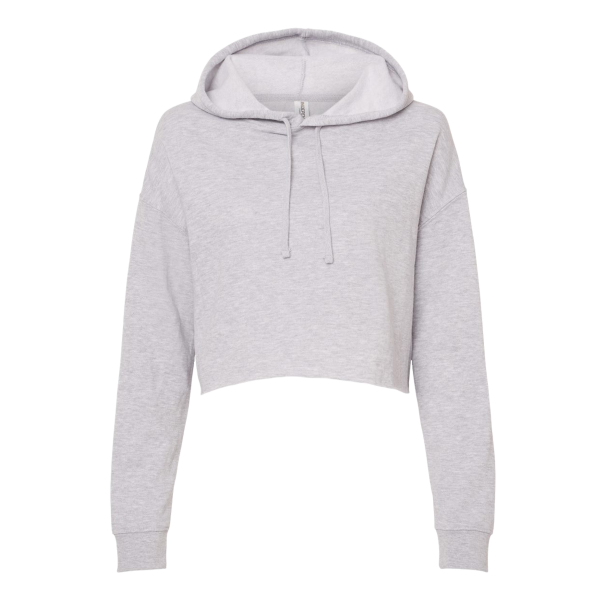 Independent Trading Co. Women’s Lightweight Crop Hooded Sweatshirt, Grey Heather, Front view
