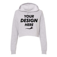 Independent Trading Co. Women’s Lightweight Crop Hooded Sweatshirt, Grey Heather, Front view, Mockup