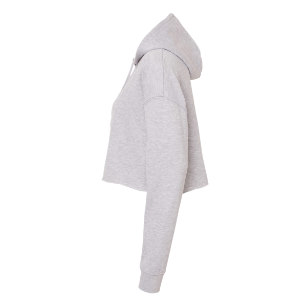 Independent Trading Co. Women’s Lightweight Crop Hooded Sweatshirt, Grey Heather, Left Sleeve view