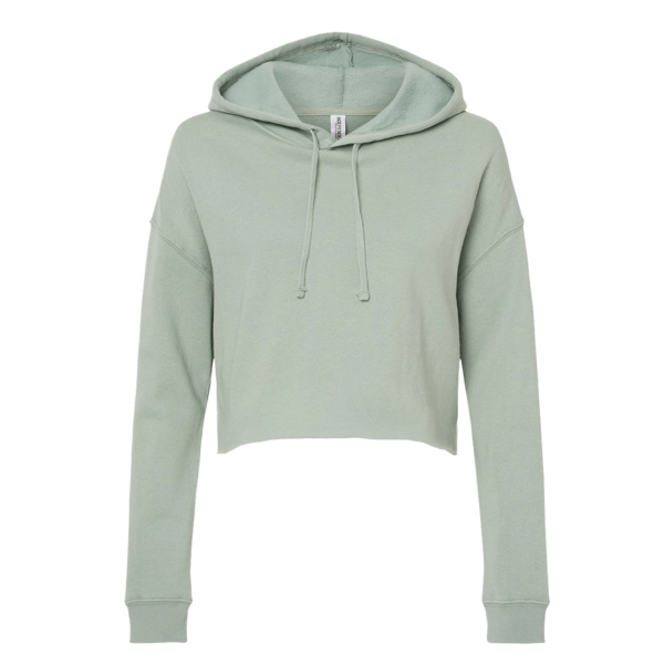 Independent Trading Co. Women’s Lightweight Crop Hooded Sweatshirt, Sage, Front view