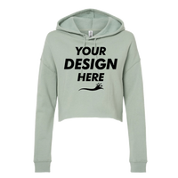 Independent Trading Co. Women’s Lightweight Crop Hooded Sweatshirt, Sage, Front view, Mockup