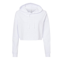 Independent Trading Co. Women’s Lightweight Crop Hooded Sweatshirt, White, Front view
