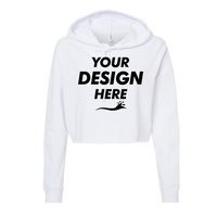 Independent Trading Co. Women’s Lightweight Crop Hooded Sweatshirt, White, Front view, Mockup