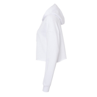 Independent Trading Co. Women’s Lightweight Crop Hooded Sweatshirt, White, Left Sleeve view