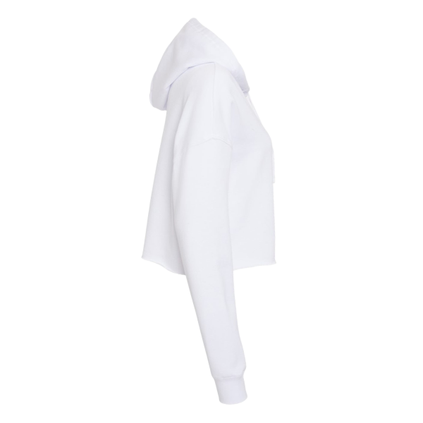 Independent Trading Co. Women’s Lightweight Crop Hooded Sweatshirt, White, Right Sleeve view