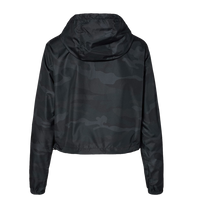 Independent Trading Co. Women's Lightweight Quarter-Zip Pullover Crop Windbreaker, Black Camo / Black Camo, Back view
