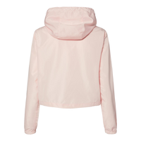 Independent Trading Co. Women's Lightweight Quarter-Zip Pullover Crop Windbreaker, Blush / White Zipper, Back view