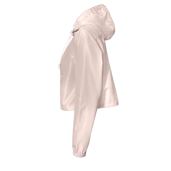 Independent Trading Co. Women's Lightweight Quarter-Zip Pullover Crop Windbreaker, Blush / White Zipper, Left Sleeve view