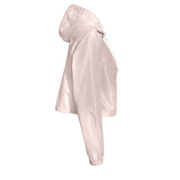 Independent Trading Co. Women's Lightweight Quarter-Zip Pullover Crop Windbreaker, Blush / White Zipper, Right Sleeve view
