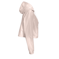 Independent Trading Co. Women's Lightweight Quarter-Zip Pullover Crop Windbreaker, Blush / White Zipper, Right Sleeve view
