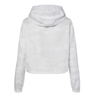 Independent Trading Co. Women's Lightweight Quarter-Zip Pullover Crop Windbreaker, White Camo / White Camo, Back view