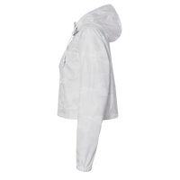 Independent Trading Co. Women's Lightweight Quarter-Zip Pullover Crop Windbreaker, White Camo / White Camo, Left Sleeve view