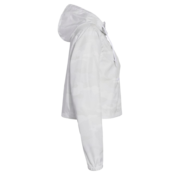 Independent Trading Co. Women's Lightweight Quarter-Zip Pullover Crop Windbreaker, White Camo / White Camo, Right Sleeve view