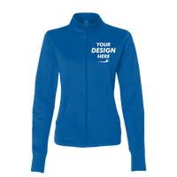 Independent Trading Co. Women's Poly-Tech Full-Zip Track Jacket, Aster Blue, Front view, Mockup