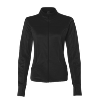 Independent Trading Co. Women's Poly-Tech Full-Zip Track Jacket, Black, Front view