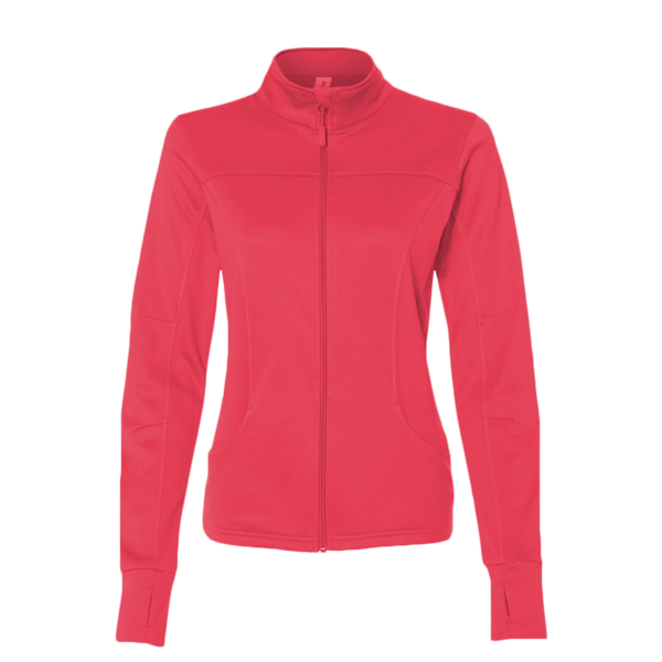 Independent Trading Co. Women's Poly-Tech Full-Zip Track Jacket, Coral, Front view