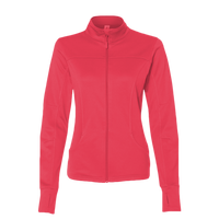 Independent Trading Co. Women's Poly-Tech Full-Zip Track Jacket, Coral, Front view