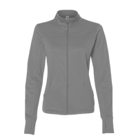 Independent Trading Co. Women's Poly-Tech Full-Zip Track Jacket, Gunmetal Heather, Front view