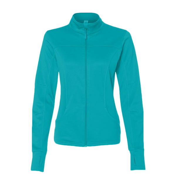 Independent Trading Co. Women's Poly-Tech Full-Zip Track Jacket, Lapis Green, Front view